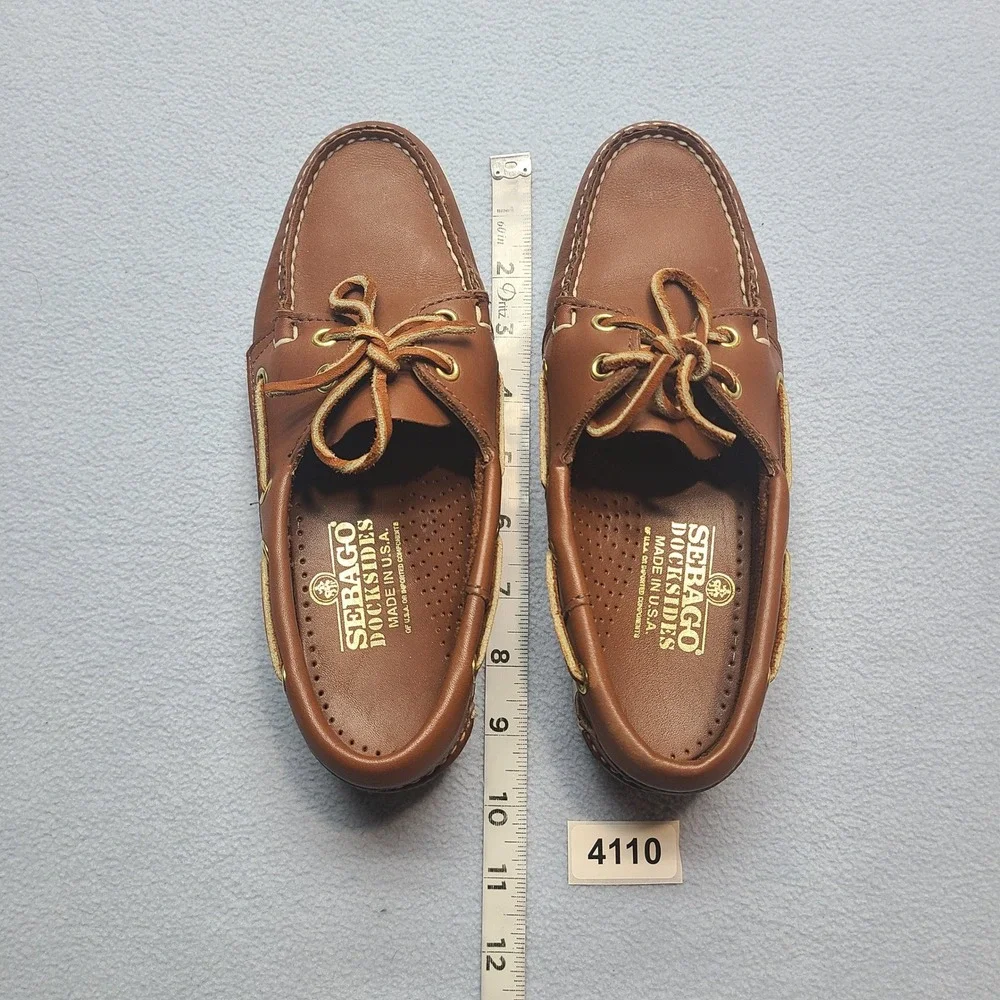 Sebago Docksides Boat Shoes Mens 6 Brown Excellent Leather Made in USA Loafers